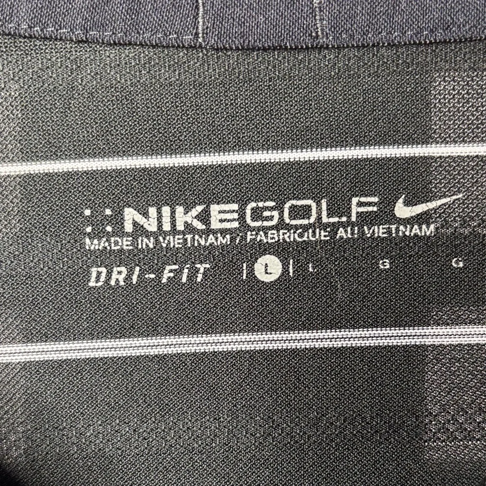 🖤 Nike Golf Black Polo Mens Large White Stripe Performance Collared 🖤 - Picture 3 of 12